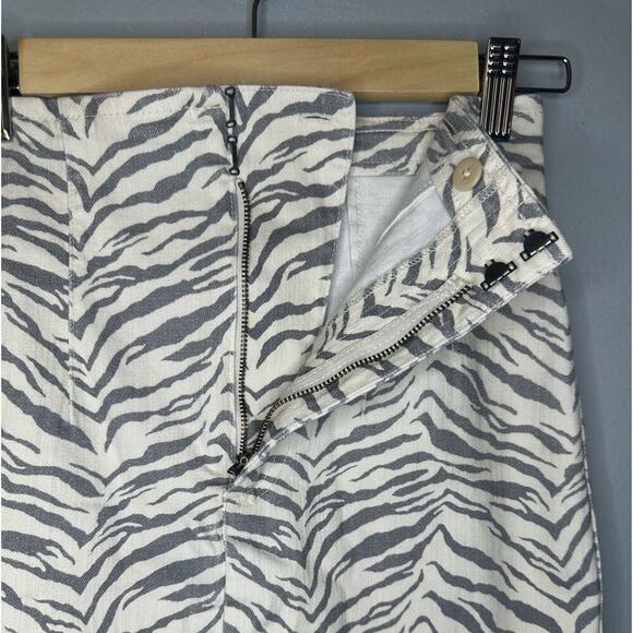 Rebecca Taylor La Vie Ziger Denim Mini Skirt in Cream Combo Beige White Size 24 - Picture 4 of 8
